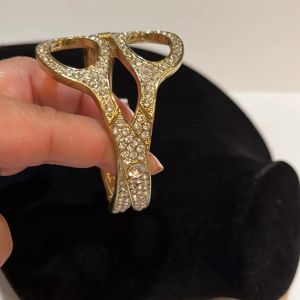 Gold Tone Rhinestone Cuff Bracelet
